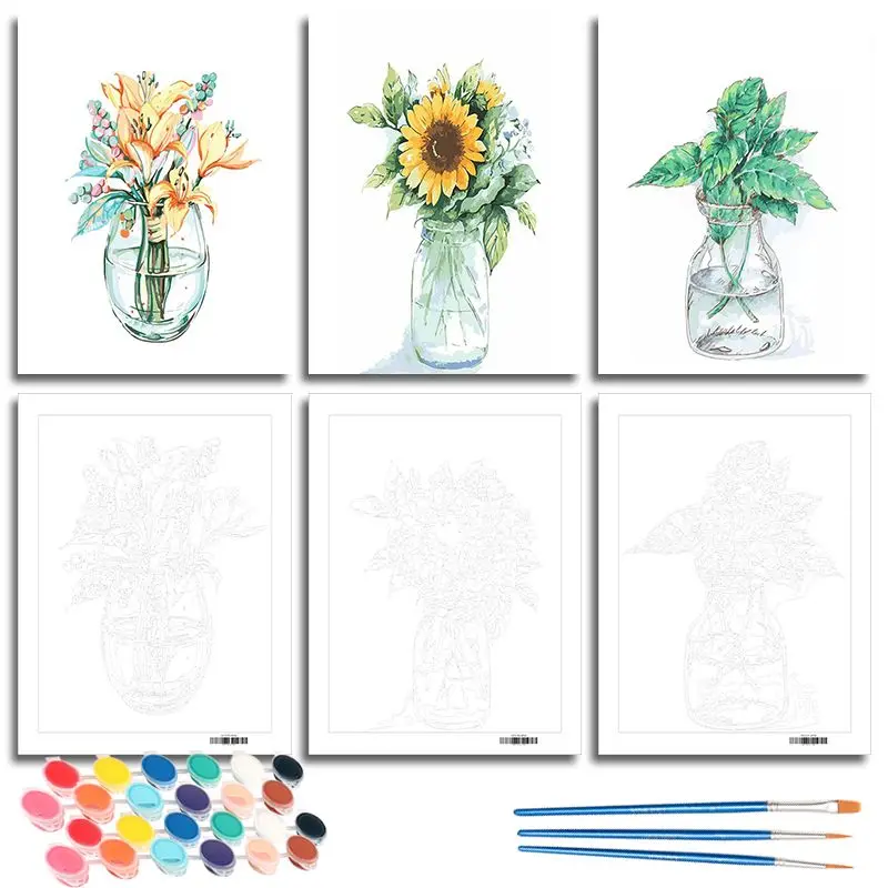 CHENISTORY Pictures By Number Flower Vase Kits DIY Frame Painting By Number Drawing On Canvas HandPainted Home Decor Art Gift