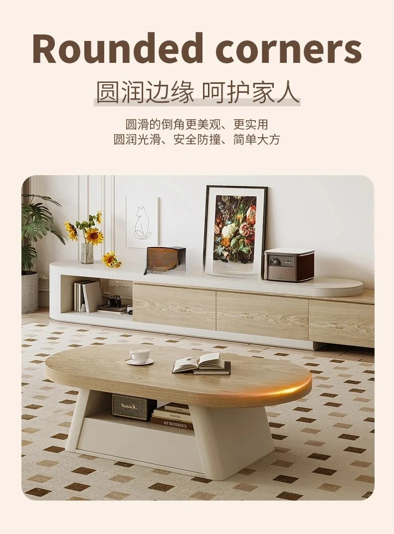 Coffee Table Home Small Apartment Minimalist Cream Style Simple Log Style Creative