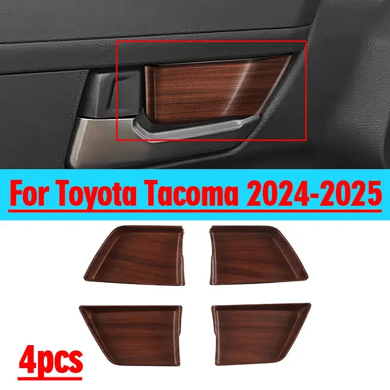 For Toyota Tacoma 2024-2025 Wood Grain Inner Door Handle Bowl Cover Frame 4X