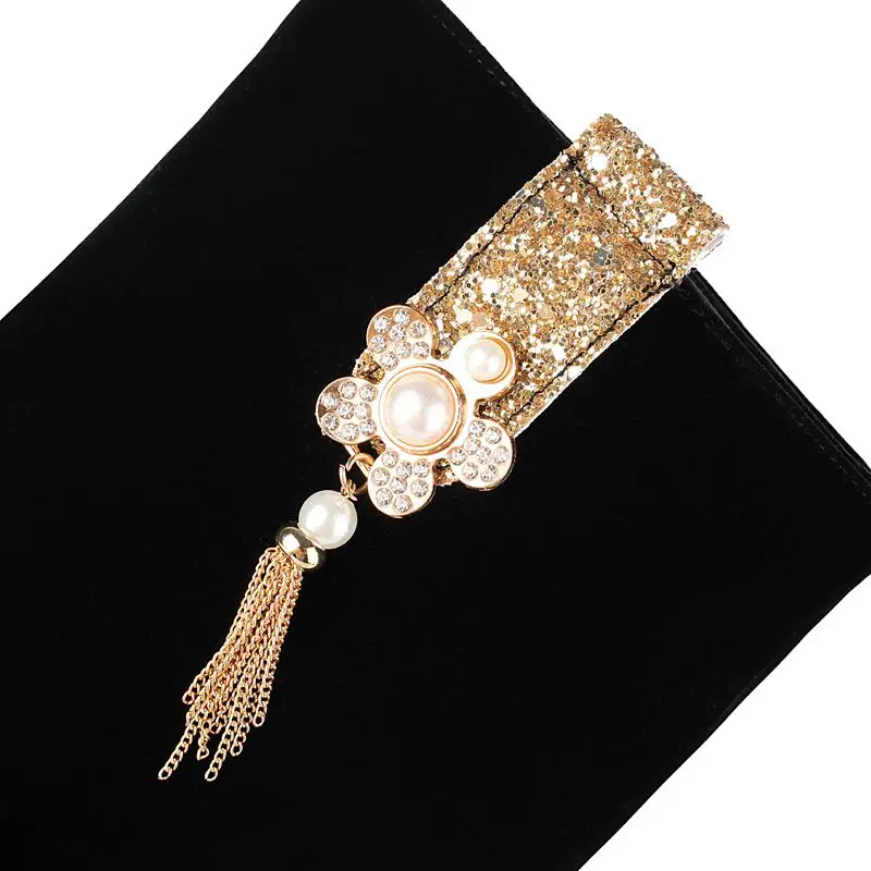 أحذية ORCHA LISA للنساء أحذية نسائية للركبة عالية من جلد الغزال بمقدمة مستديرة وكعب عريض مقاس 43 أحذية عصرية للسيدات أحذية شتوية #5