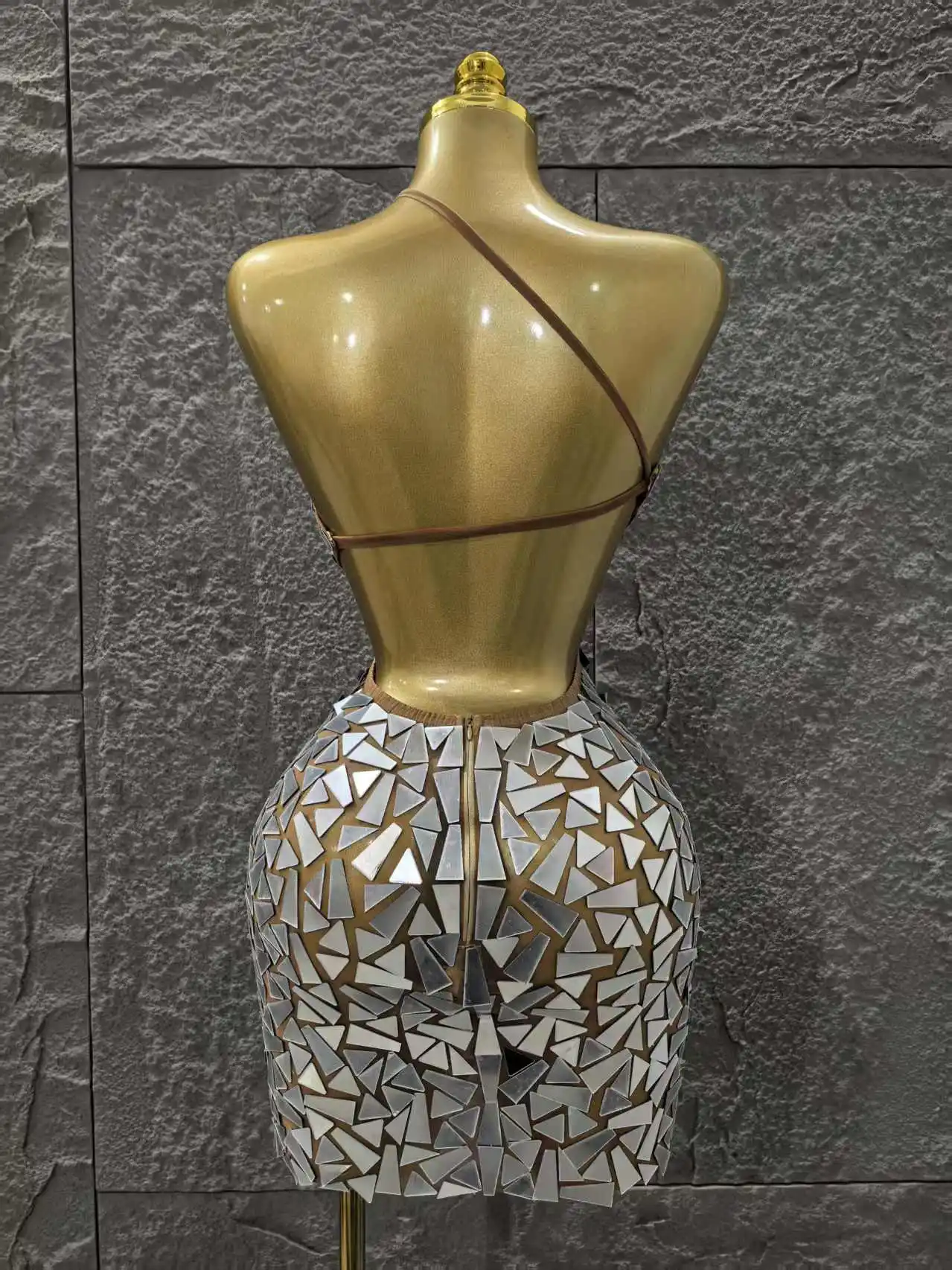 

Сияющие зеркала, женские сексуальные сетчатые прозрачные облегающие мини-платья с лямкой на шее, костюмы для ночного клуба, вечеринки, дня рождения, отпуска, выступлений