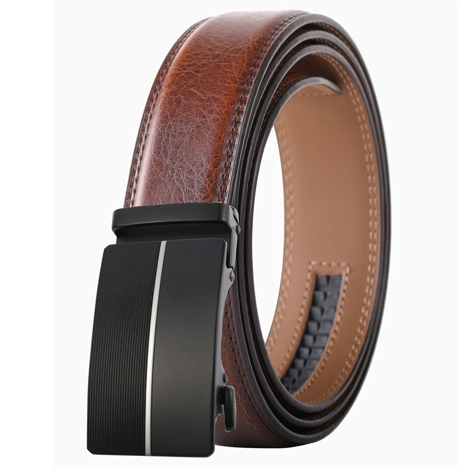 High Quality Brand Brown White Belts Genuine Leather Luxury Strap Male Belt for Man Cintos Masculinos Ceinture Homme 2026 B434