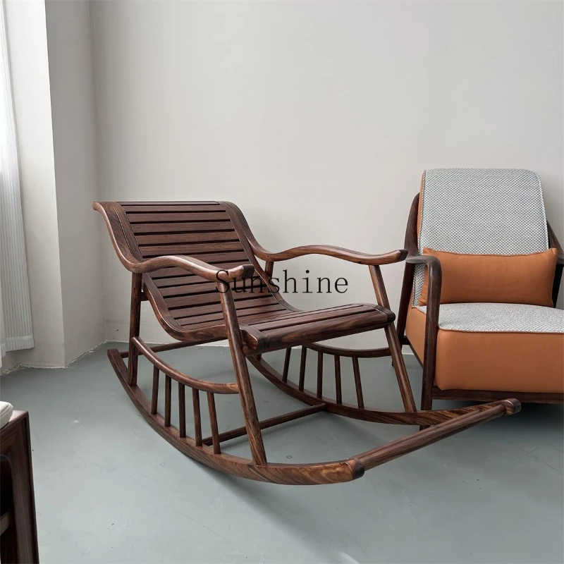 

Modern zen ebony lazy sofa balcony casual new Chinese rocking nap chair
