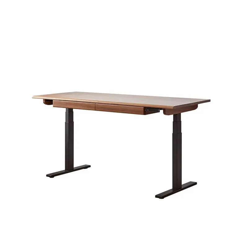 

Black walnut solid wood electric lifting desk cherry wood with socket smart workbench computer desk