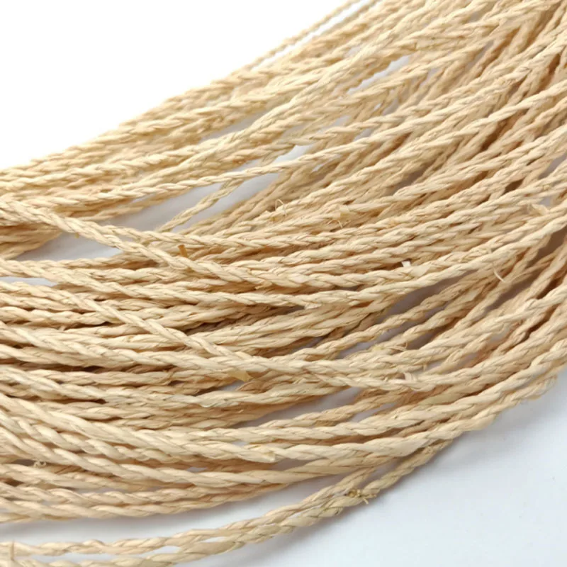 40เมตรธรรมชาติ Raffia Straw Braids เชือก Handmade ทอผ้าหญ้า DIY หัตถกรรมวัสดุสำหรับเฟอร์นิเจอร์ภายในบ้านงานแต่งงานตกแต่งของขวัญ