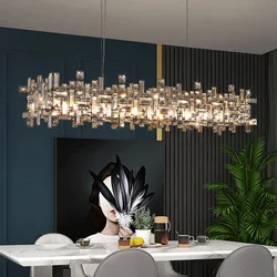 Luxury Chrome LED Crystal Chandeliers Home Villa Living Dining Room Lighting Decorate Indoor Ceiling Pendant Llights Fixtures