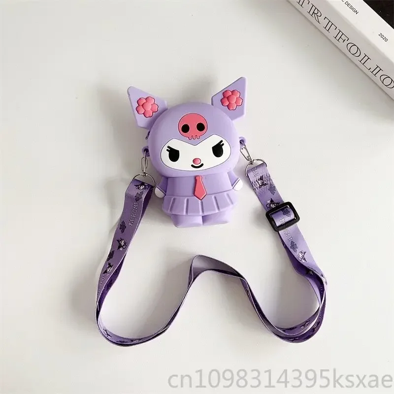 Sanrio Silicone Shoulder Bag for Girl Children's Kuromi Coin Purse Kindergarten Girl Crossbody Bag Cartoon portable