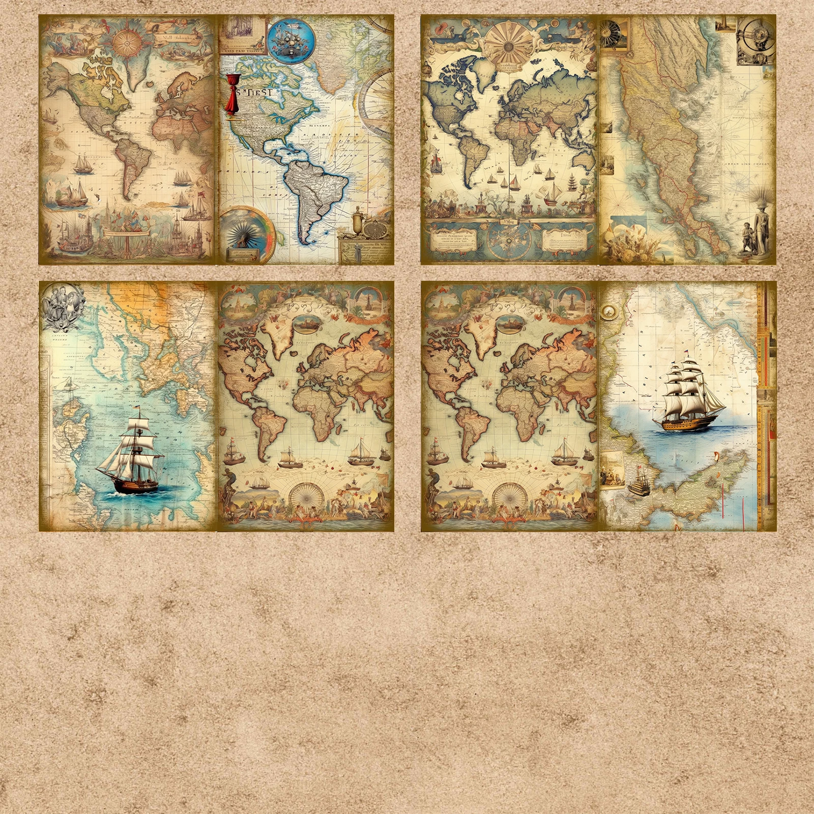 16 Sheets A5 Size Explore The Unknown World Map Background Vintage Grunge Journal Planning Scrapbooking