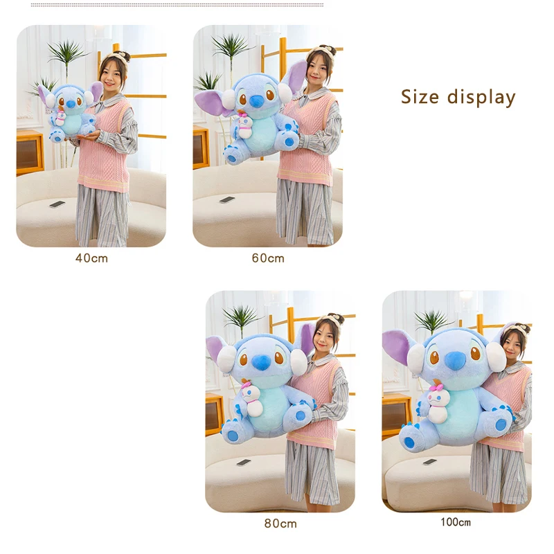 40/80 cm Disney Lilo und Stitch Plüschtiere Anime Plushie Stich Puppen Kawaii Cartoon im Winter Kissen Gefülltes Geschenk Kinder Weihnachten