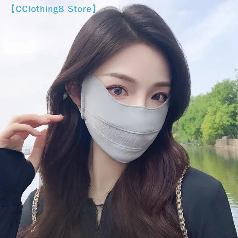 1Pcs Breathable Ice Silk Mask Anti-UV Dustproof Sunscreen Mask Washable Face Cover Protect The Corners Of The Eyes【AliS8】