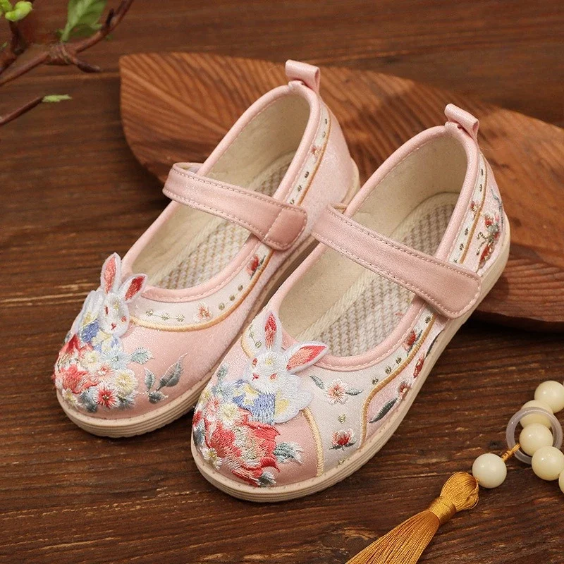 الحلو أرنب الأطفال التطريز القماش أحذية ربيع الخريف الأميرة السببية الفتيات Hanfu أحذية فستان تنوعا الاطفال أحذية الباليه #5