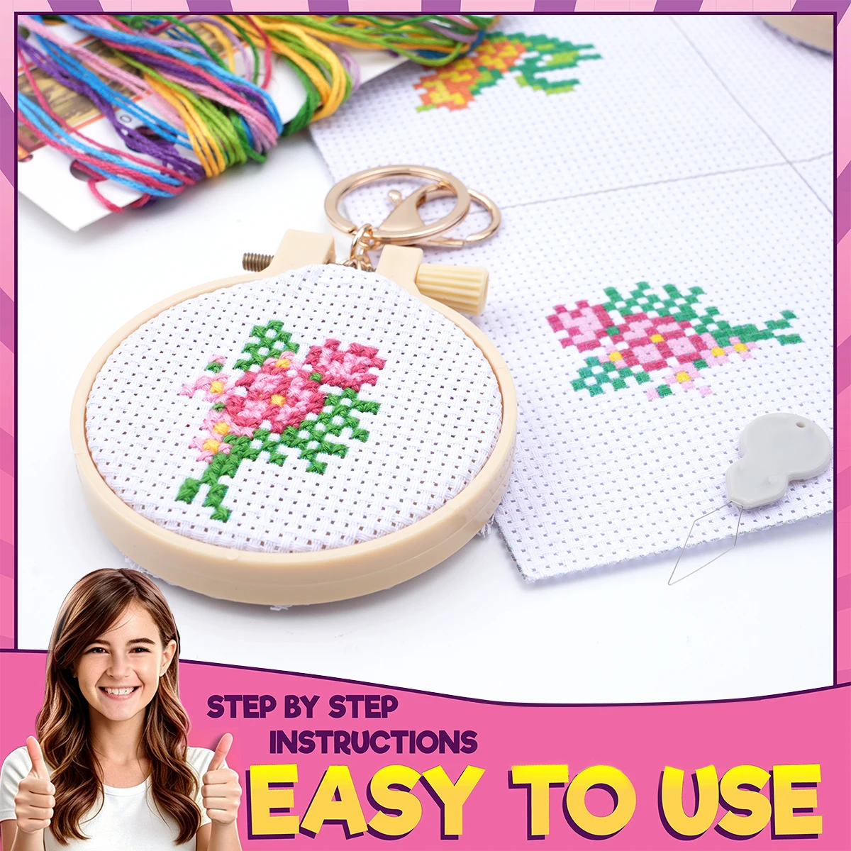 1 세트 16pc DIY 크로스 키트 꽃 인쇄 패브릭  - Embroidery Backpack Kit 리뷰 및 가격