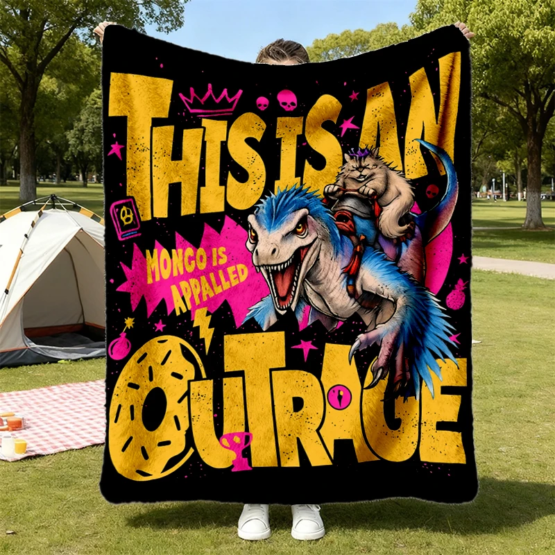 This is an Outrage  Flannel Blanket, Dungeon Crawler Carl, Princess Donut Graphic Flannel Throw, Funny