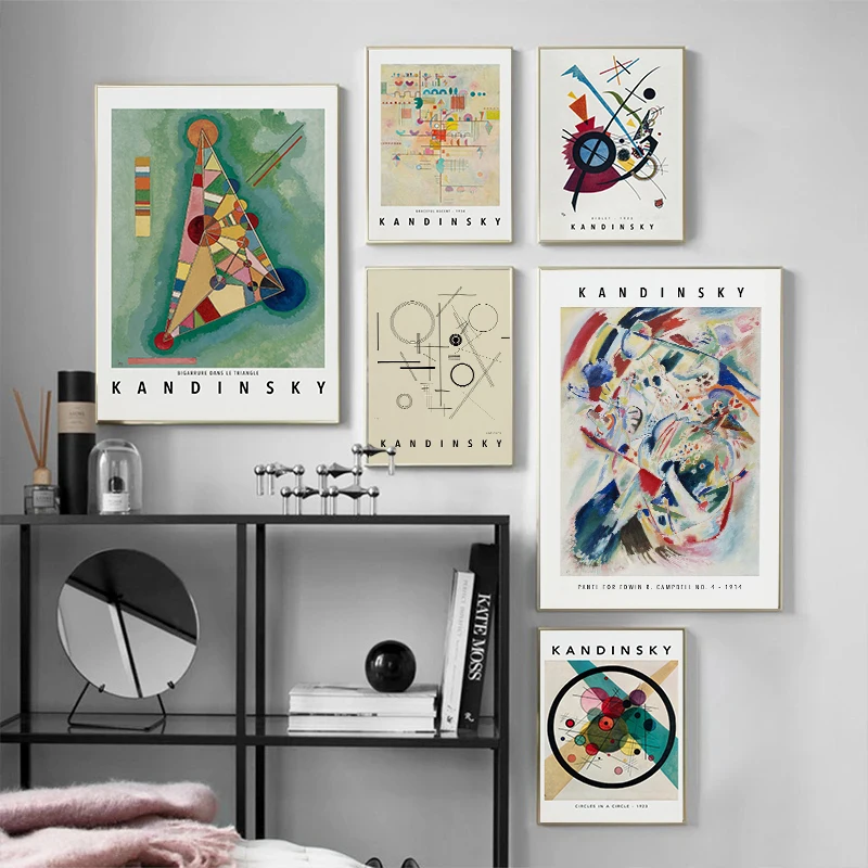 Wassily Kandinsky Works Exhibition Poster Modern Bauhaus Geometric Prints Canvas Painting Wall Art Pictures Home Room Decoration