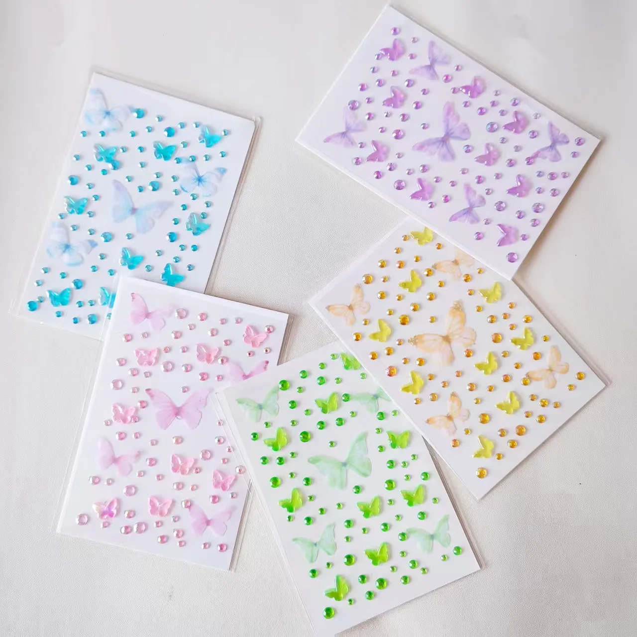 Stage Performance Butterfly Stickers Aurora Sheer Tulle Self Adhesive Super Shiny Face Diamond Gems Decoration Craft