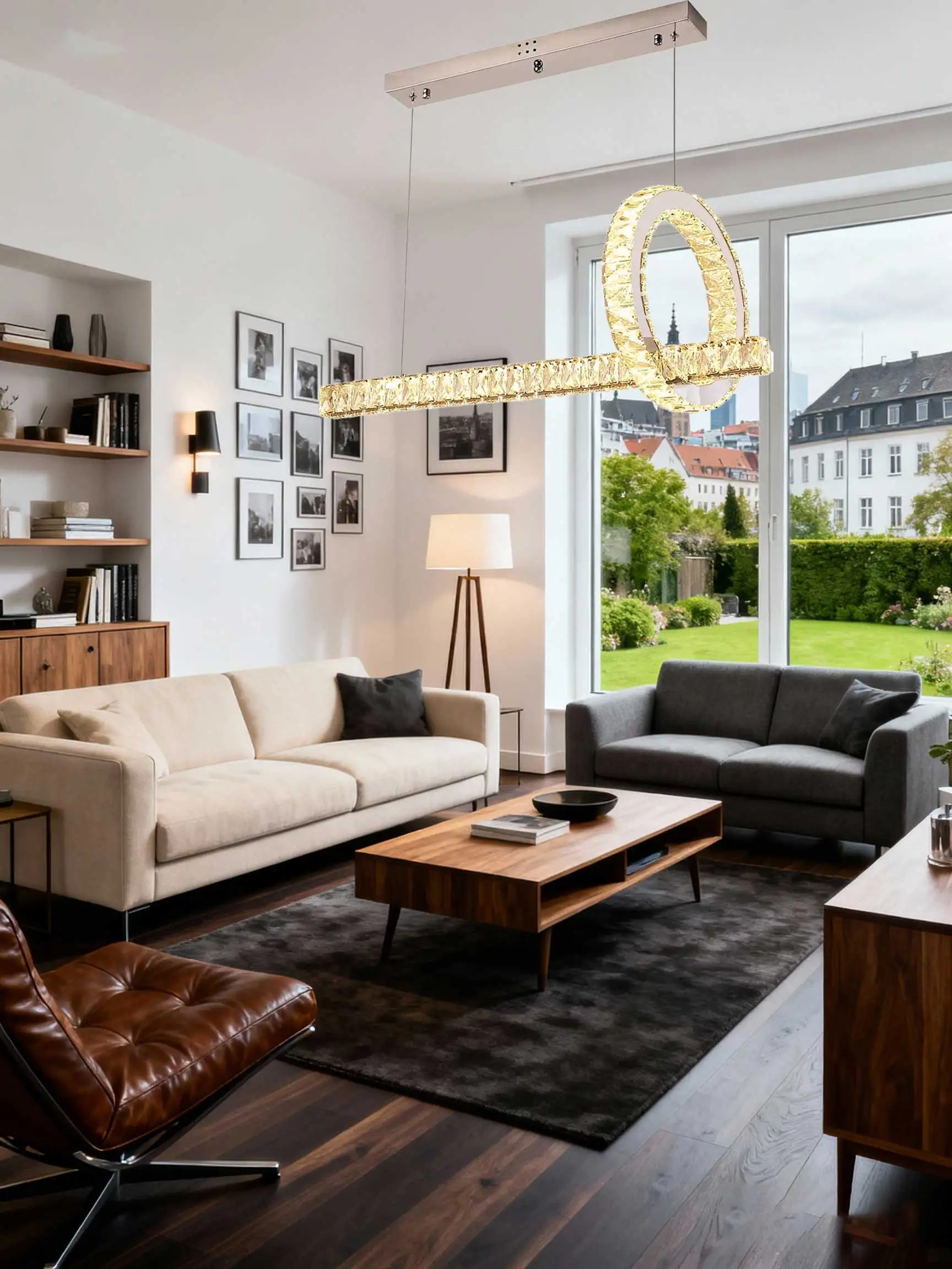 أضواء وثريات معلقة على شكل حلقة LED لتزيين المنزل المعاصر لغرفة المعيشة وغرفة الطعام وإضاءة معلقة داخلية