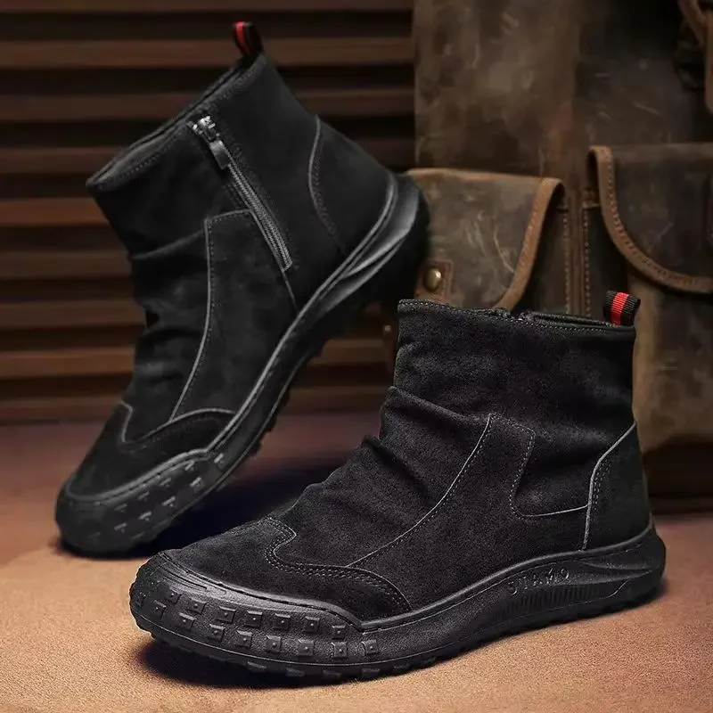 Stivali da uomo all'aperto Stivali da lavoro invernali antiscivolo Moda High Top Uomo Arrampicata Scarpe da trekking Scarpe da ginnastica comode in pelle scamosciata Zapatos Hombre