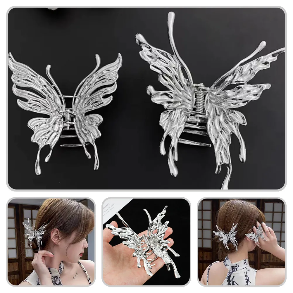

2Pcs Metal Hair Clamps Butterflies Design Premium Hair Jaw Clips Firm Hold for Daily Life Ceremony Birthday Prom Accessories
