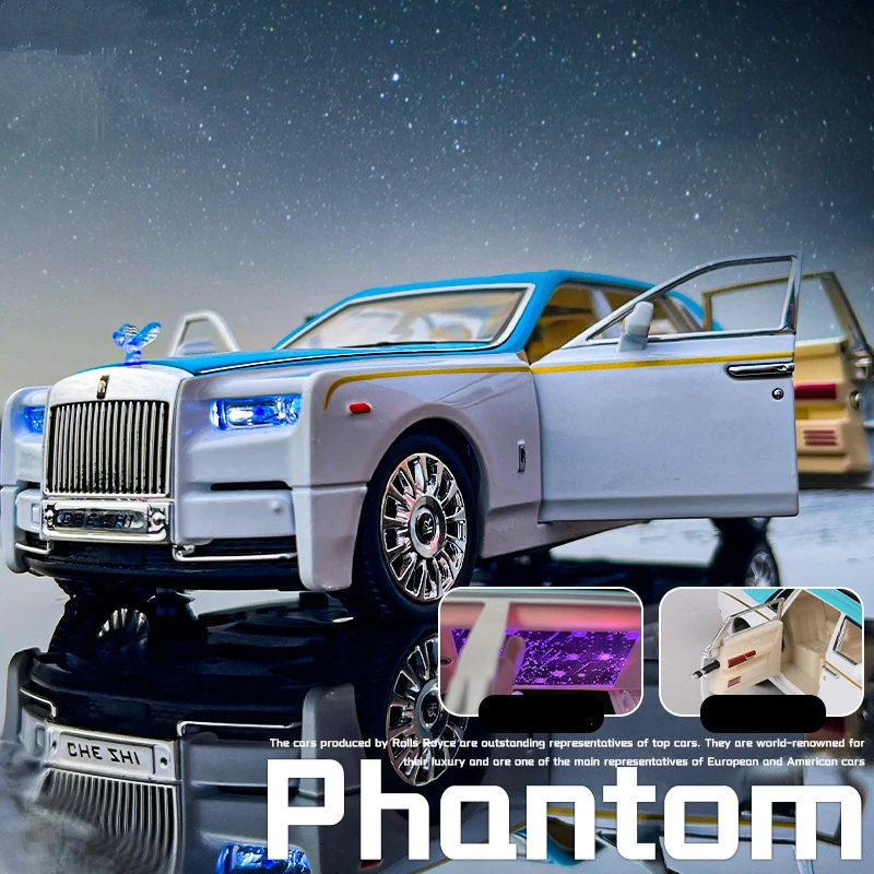 1:24 Rolls Royce Phantom aluminiowy Model samochodu Diecasts i pojazdy zabawkowe metalowy samochód kolekcja modeli symulacja dźwięk światło zabawki