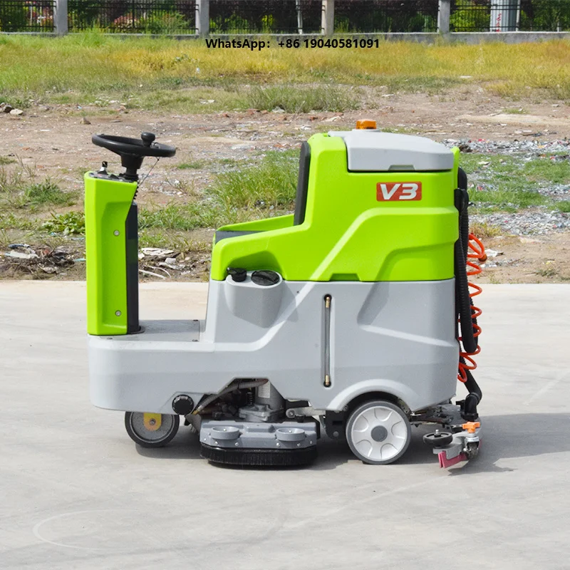 New High Productivity Ride Floor Scrubber Dual Brush Burnishing High Pressure Battery-Powered Commercial Cleaning