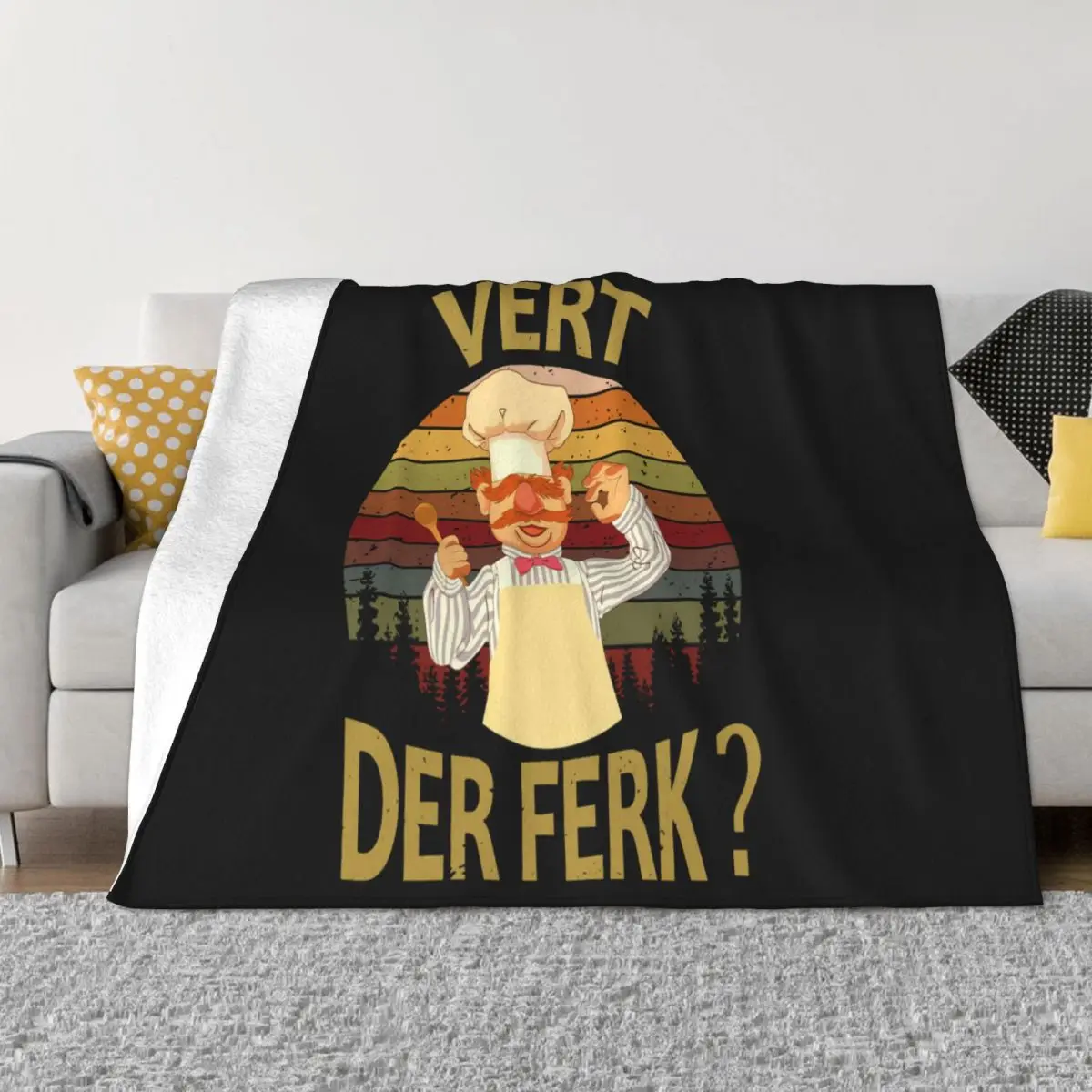 Vert De Ferk Funny Chef Top Swedish Cooking Bbq Food Cook Baking Animal Slogan Present Best Selling Throw Blanket