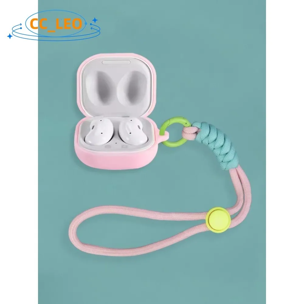 حافظة لهاتف سامسونج جالاكسي بادز كور جالاكسي بادز FE حافظة ناعمة من السيليكون بحبل نايلون سامسونج جالاكسي Buds2 Pro حافظة واقية #4