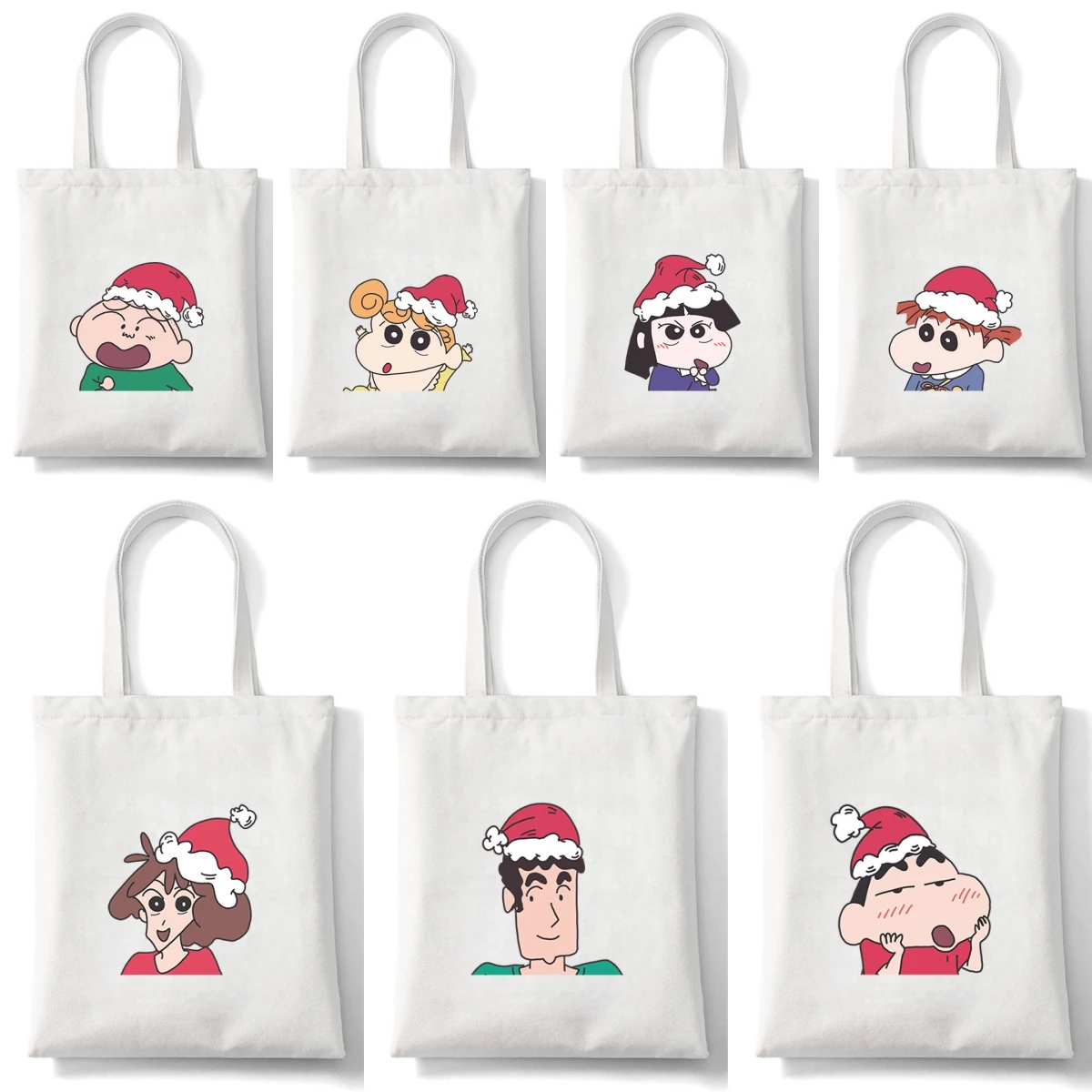 

Рождественская милая холщовая сумка-тоут в стиле аниме Kawaii для девочек Harajuku, женская портативная сумка большой вместимости для покупок, путешествий, многоразовая