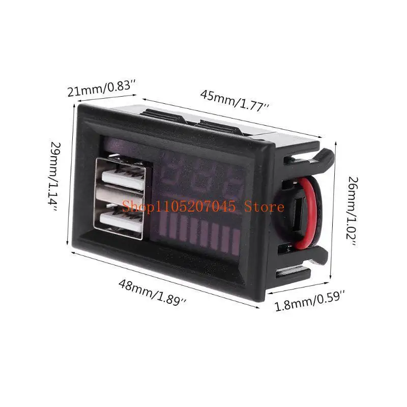 

37cd Motorcycle Display Panel Meter 12V Dual USB Digital Voltmeter 5V Output
