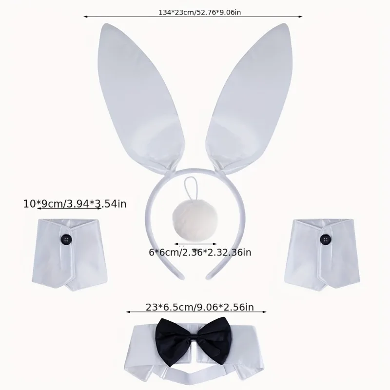 5Pcs Bunny Ears Headband Set Festival Hair Hoop Party Easter Costume Prop Rabbit Ear Hair Clip Halloween Decoration