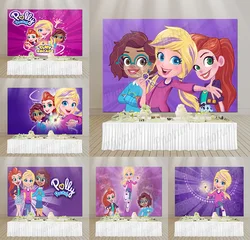 Disney Polly Pockets Doll Background Kids Birthday Party Backdrop Polyester Vinyl Banner Photography Studios Props