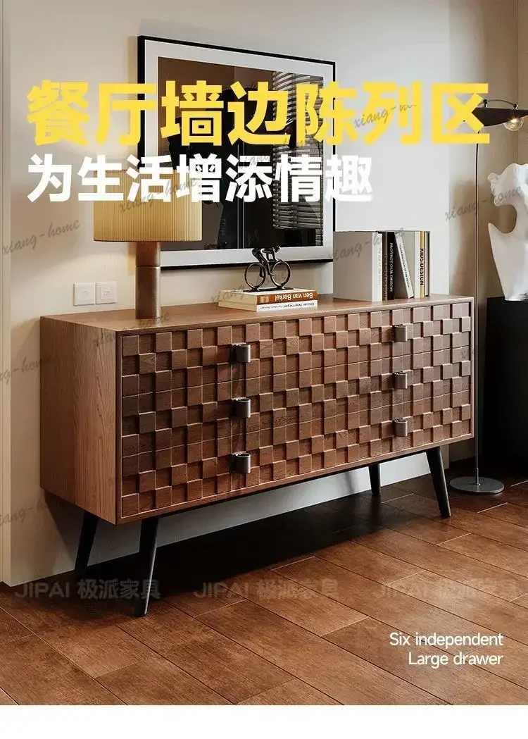 YJ  Vintage Style Sideboard Wall-Mounted Integrated Kitchen Storage Solid Wood Cabinet Shelf