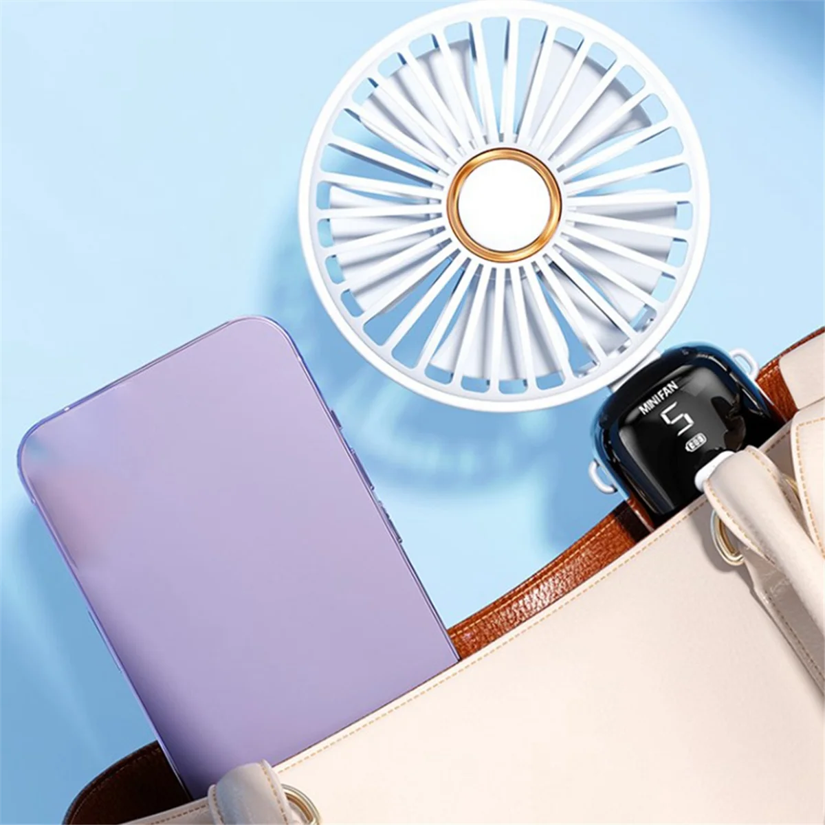 Handheld Mini Fans, Foldable Portable Fans, USB Rechargeable Fans are A Must-Have for Summer,White image 5