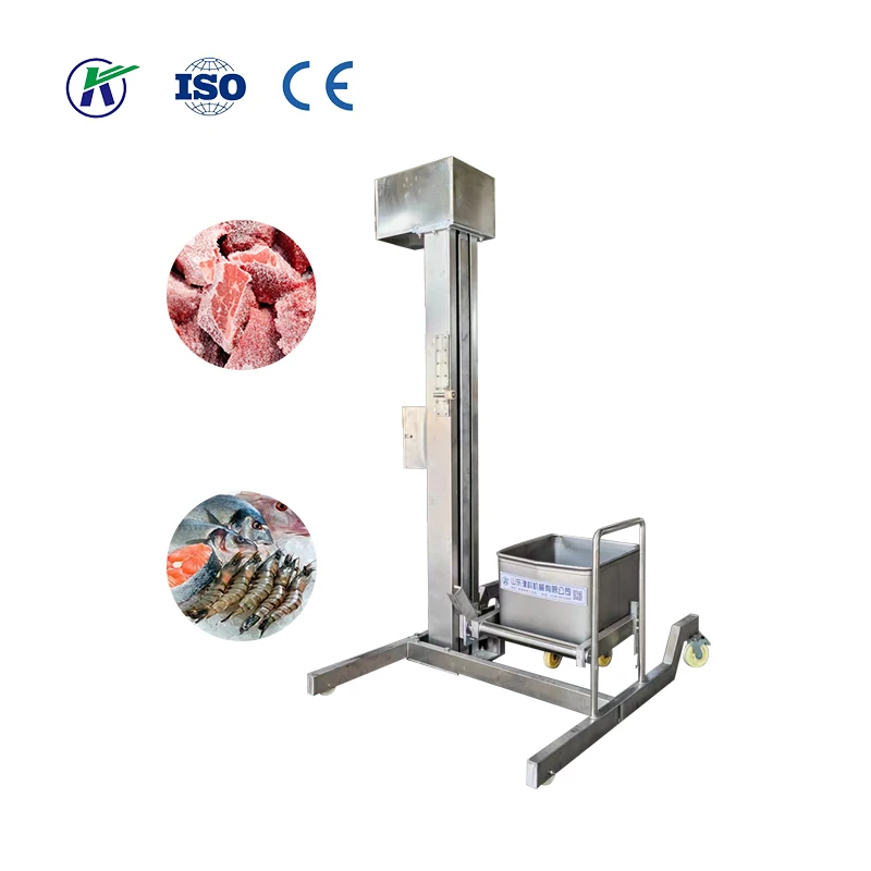 Automatic Moving/Fixed Meat Bin Lifter 200L Standard Meat Truck Industrial Meat Lifter Bucket Lift Elevator for Food Processing
