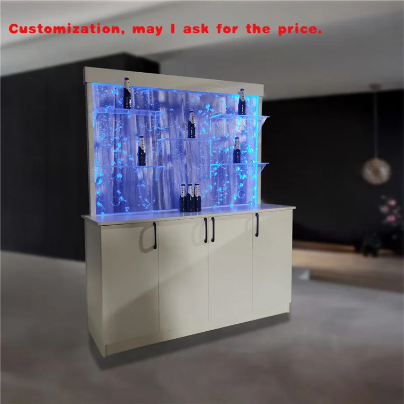 

custom.Customized Wooden Cabinet LED Acrylic Bubble Wall with Liquor Shelf Display