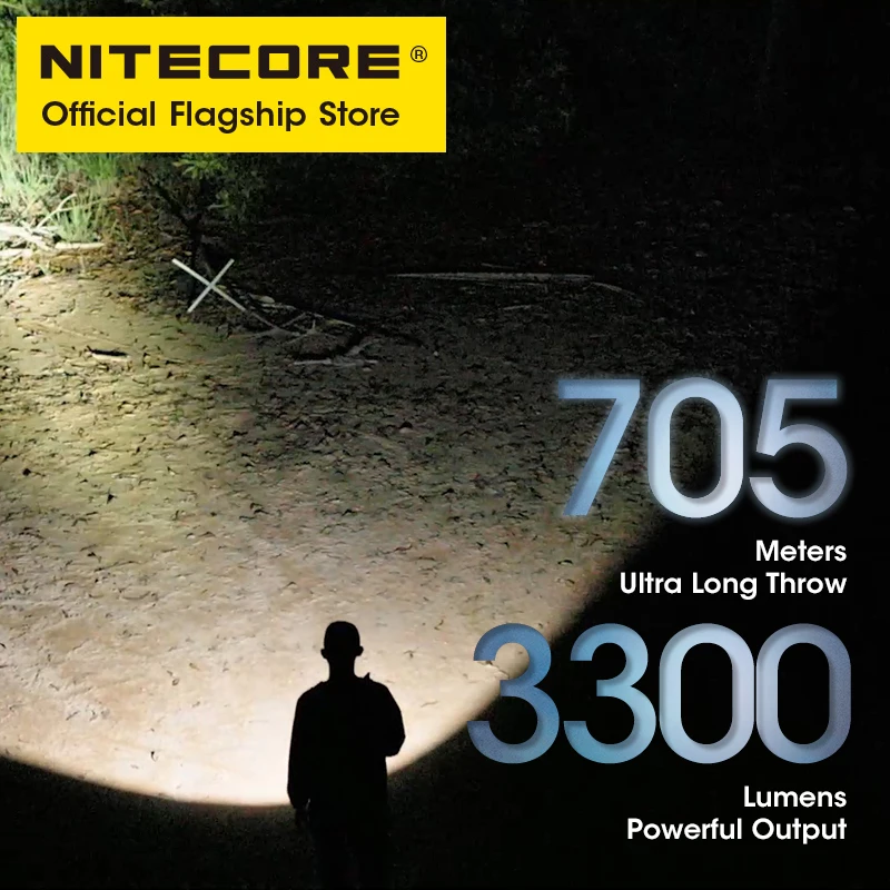 NITECORE MH25 Pro USB-C senter isi ulang 705 Meter senter pencarian jarak jauh, UHi 40 LED Beam Battery 5300mAh 21700 baterai