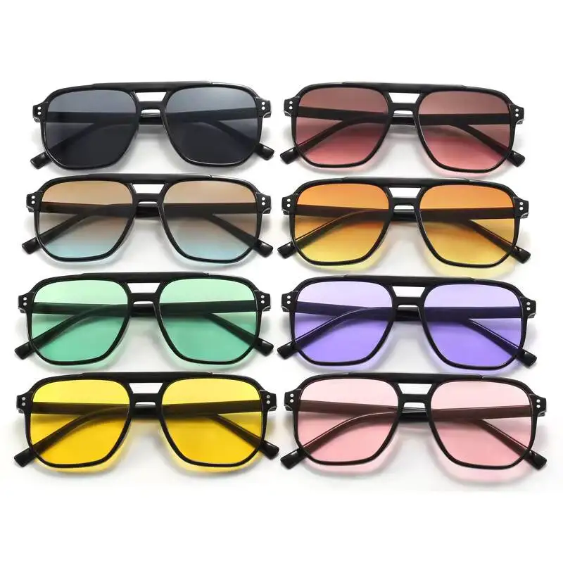 2026 Instagram Personalized Ocean Lens Glasses New Double Beam Fashionable And Simple, Large Frame Sunshade Sunglasses
