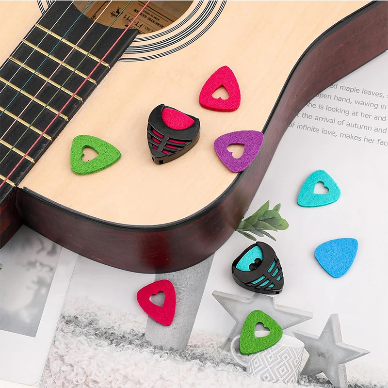 10Pcs Guitar Pick Holder Stick-On Plastic Guitar Pick Case with Adhesive Back for Bass Ukulele Acoustic Guitar Accessories