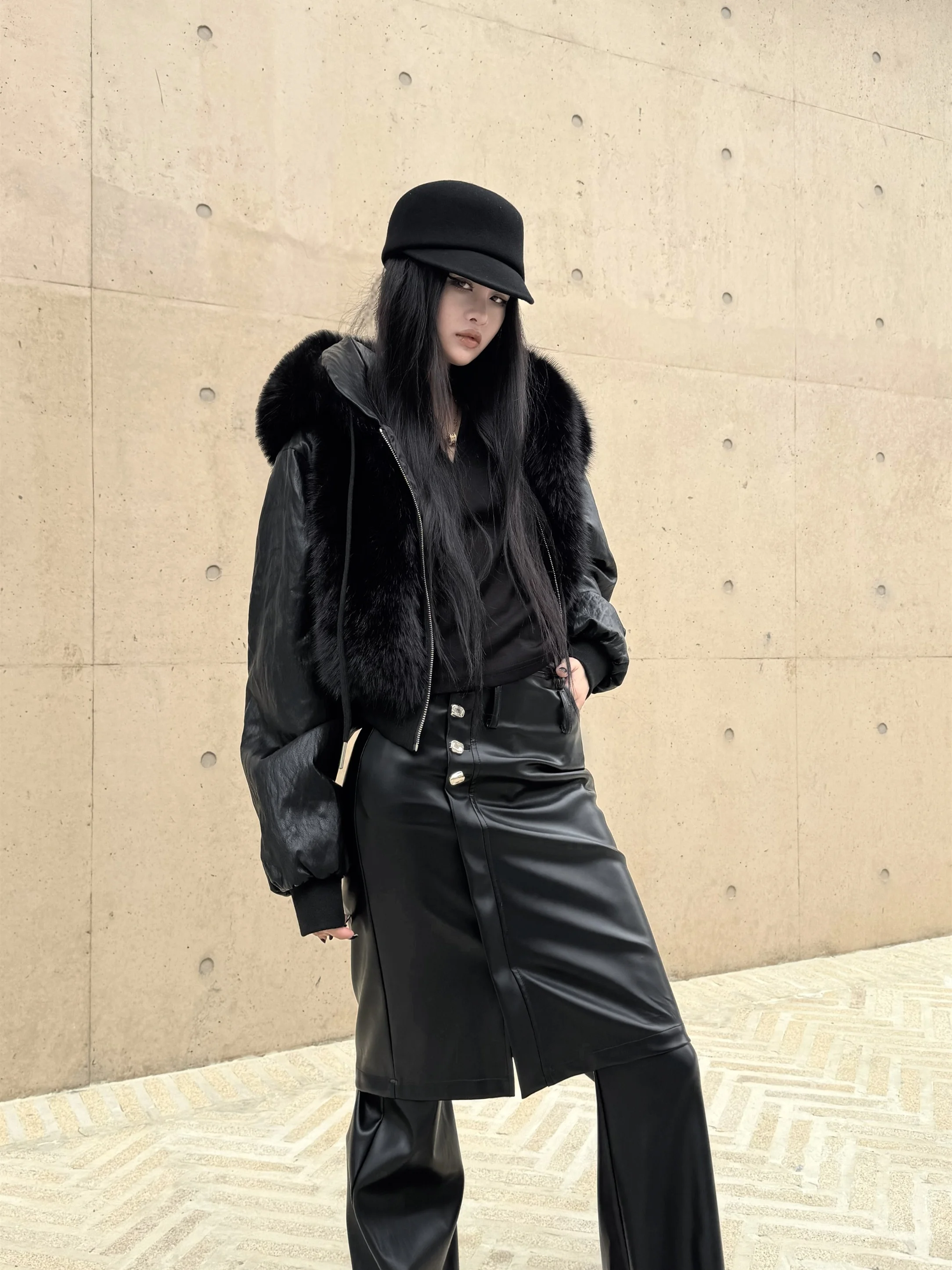 

Blagirl New Street Sle Свободный крой с капюшоном или куртка с хлопковым и меховым воротником в стиле пэчворк Теплое повседневное зимнее пальто