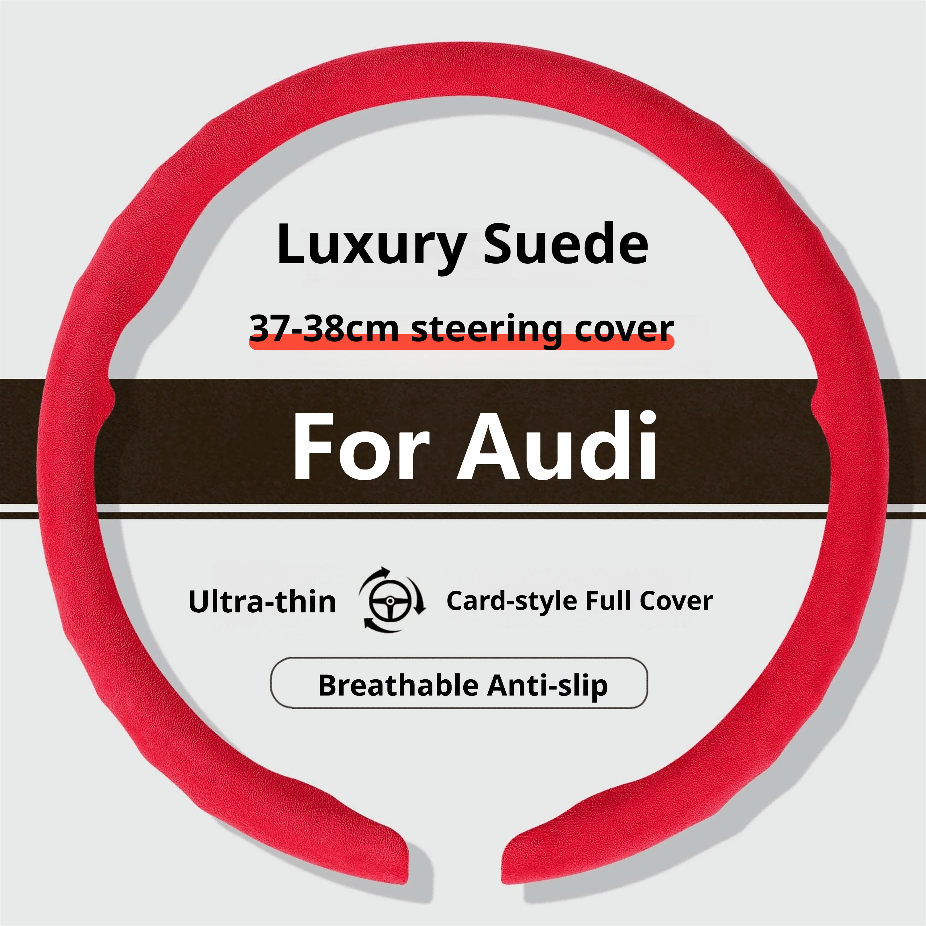 2026 Wildleder-Lenkradbezug für Audi A4 B8 B9 A6 C7 C8 Q5 8R FY Q7 4M Q4 E-Tron A3 8Y A7 4G Q8 Sport 15 Zoll Auto-Dekor