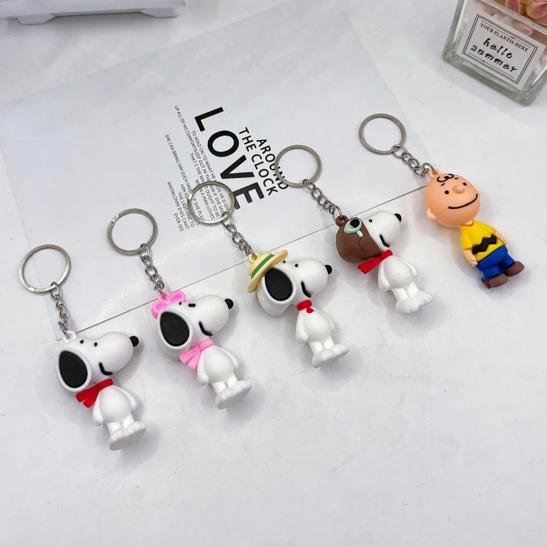 

Snoopys Series Figures Keyring Cartoon Dog PVC Doll Charm Keychain Cute Bag Pendant Ornaments Funny Birthday Gifts