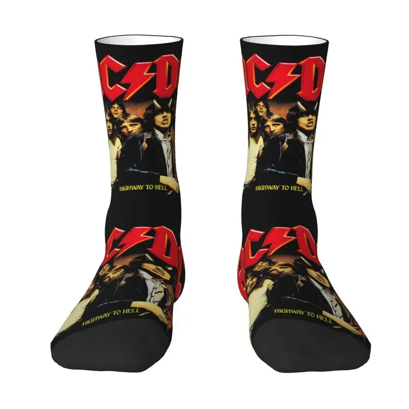 Vintage Rock AC DC Men Women Crew Socks Unisex Cool Heavy Metal Music Band Spring Summer Autumn Winter Dress Socks