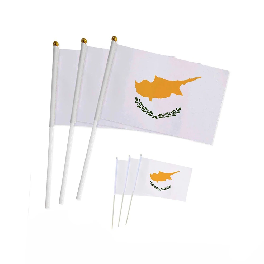 14*21cm Cyprus Hand Flag, Cyprus Cypriot National Flag World Countries Desk Decor Gifts Small Hand Held Waving Flag