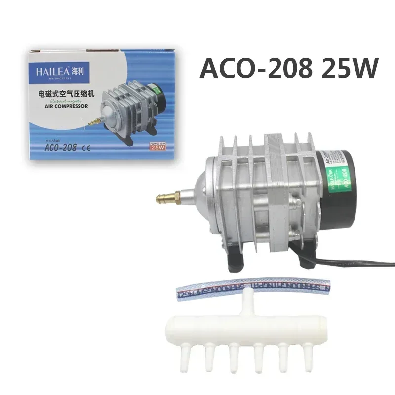 HAILEA 25/30/35/45W Elektromagnetische Luchtcompressor Aquarium Zuurstof Aquarium Luchtpomp 6-weg Vijver Beluchter Pomp met Onderdelen