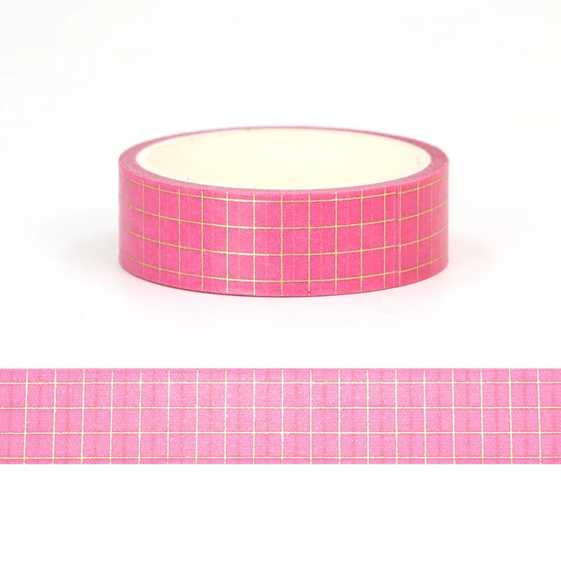 

Bulk 10pcs/Lot Decorative Gold Foil Pink Plaid Basic Washi Tapes for Scrapbooking Masking Tape Cute Journaling Stationery