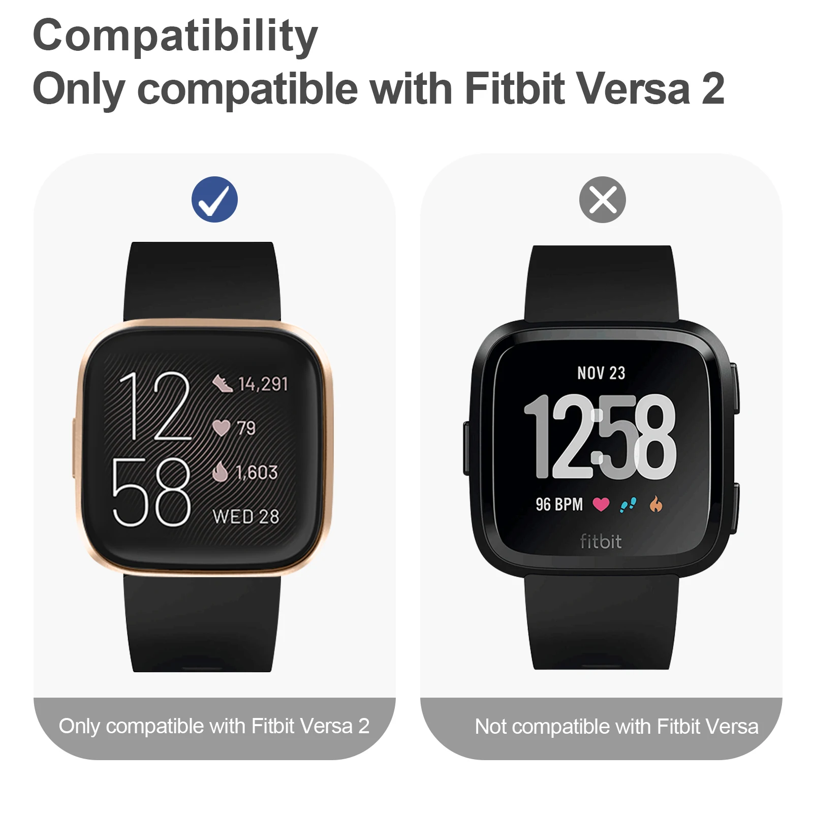 Caixa de vidro temperado para Fitbit Versa 2, capa protetora de tela, Smart Watch Shell, 9H, 1-5pcs por lote