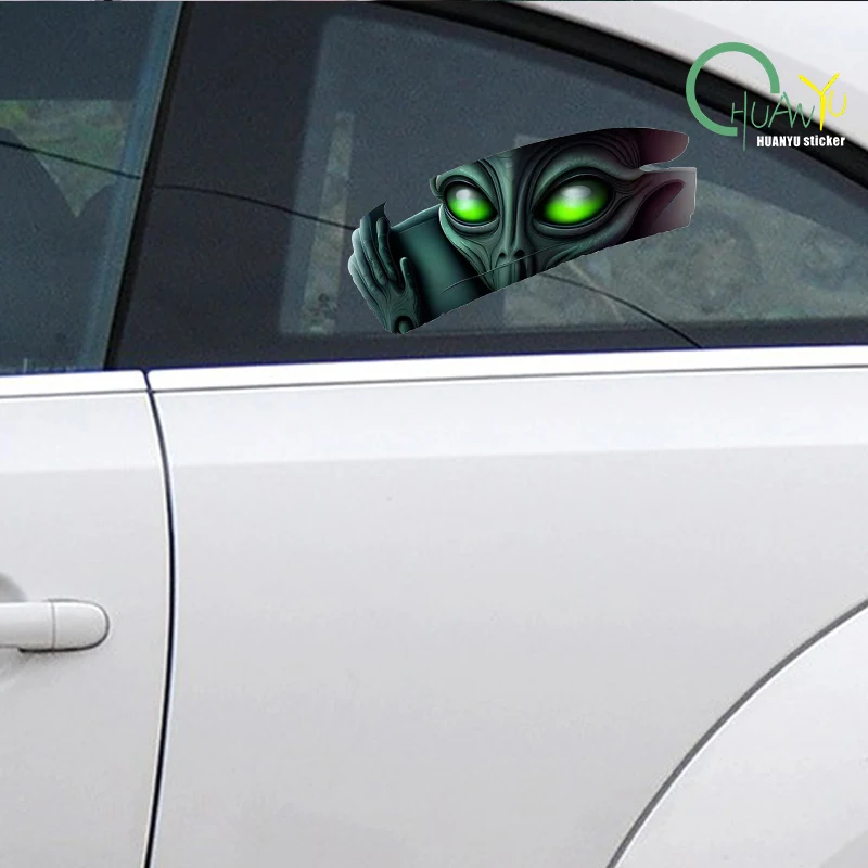 3D Effect Alien Car Stickers Auto Window Bumper Waterproof Rear Windshield Vinyl Decal Halloween Funny Decor Vehicle Accessories