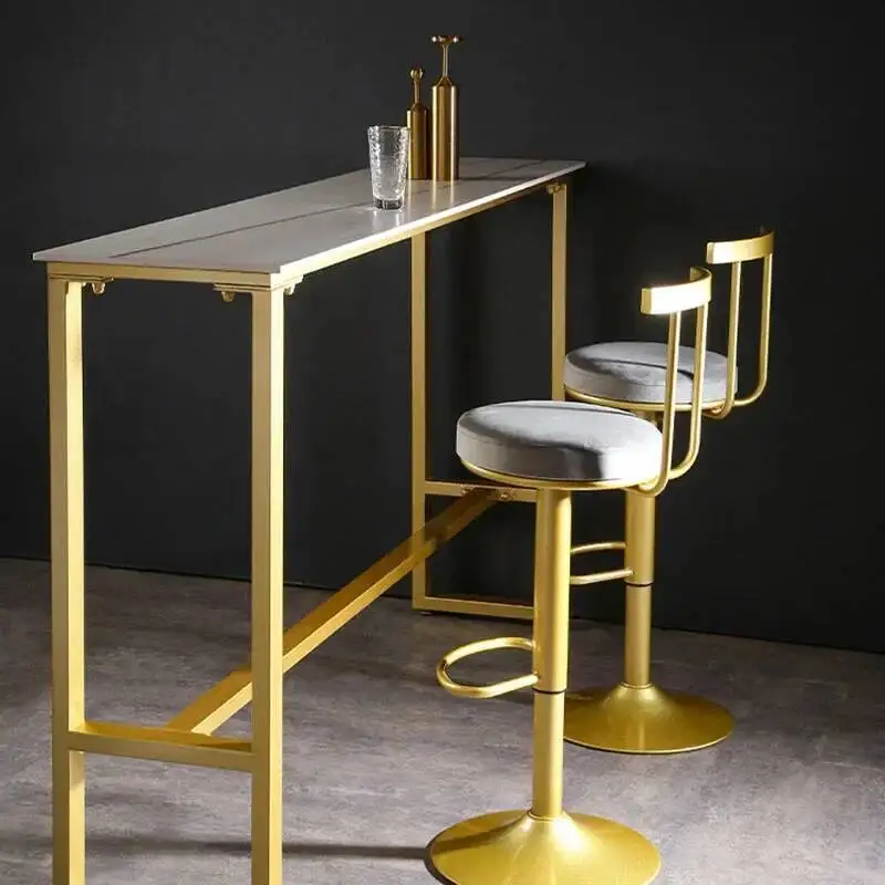 Sedia da bar da pranzo per ufficio Sedie d'attesa di lusso minimaliste dorate Panca alta con schienale Cadeiras De Espera Sedia per mobili per la casa