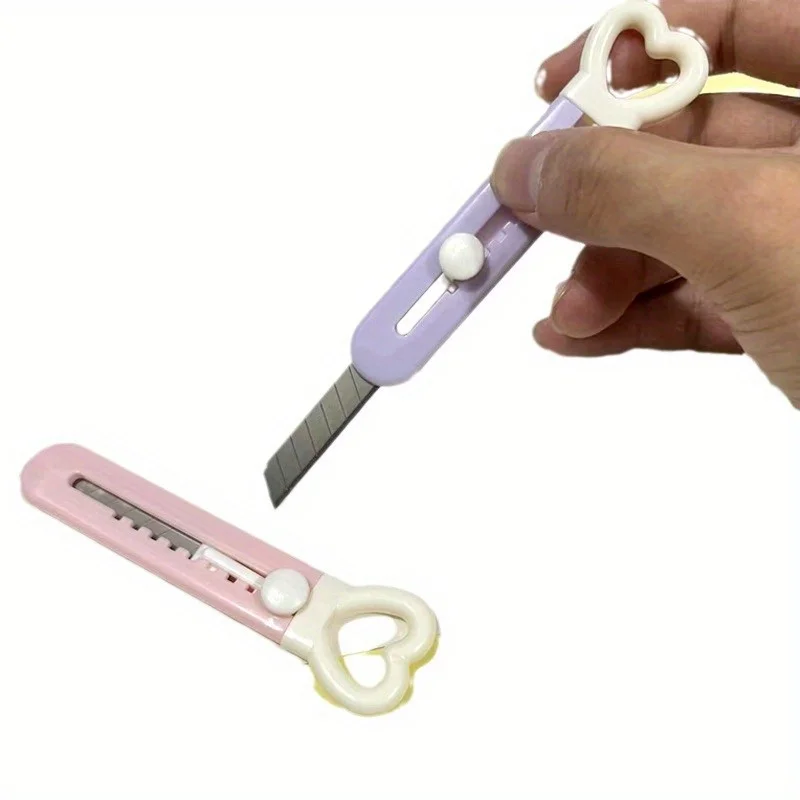 سكين ورقي صغير لطيف على شكل رسوم كرتونية تفريغ سكين سريع فتاحة صندوق سكين فني محمول للطلاب #4