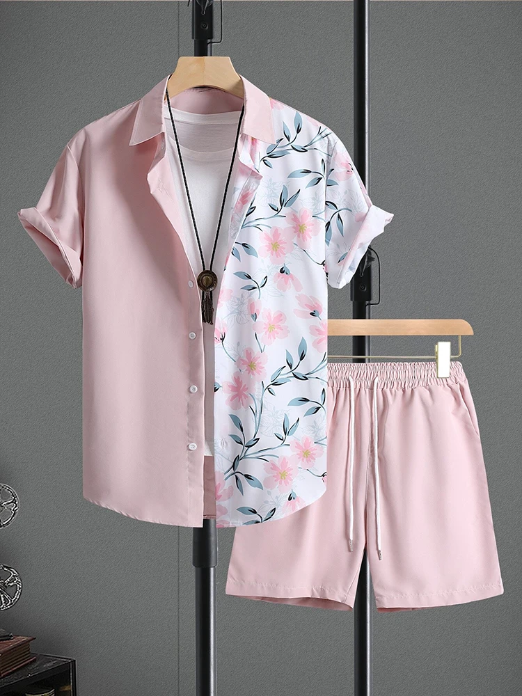 

Summer men's Fruit Striped 3D Printed Shirt set, short-sleeved shirt, Casual Beach shorts, streetwear, Hawaiian Clothing