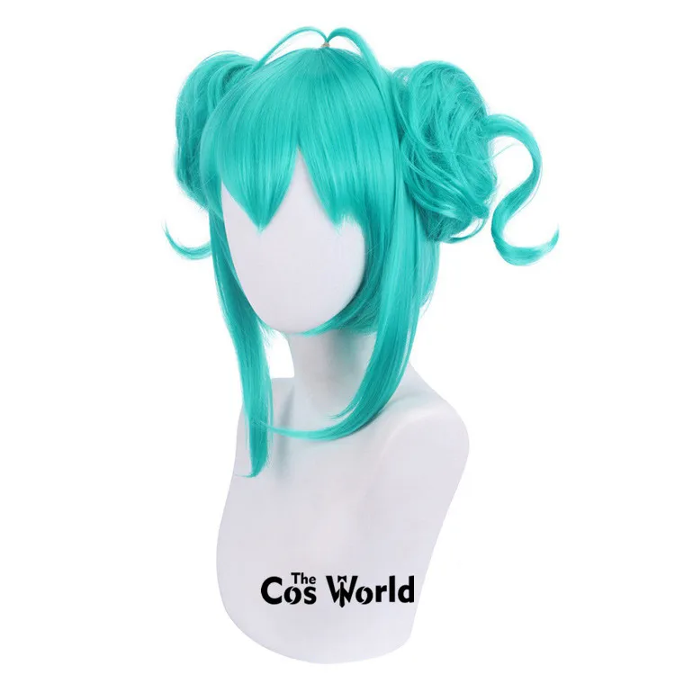 VOCALOID 미쿠 흰 토끼 토끼 50cm 긴 곱슬 할로윈 애니메이션 코스프레 가발 합성 머리 + 가발 모자